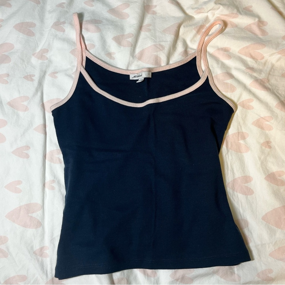 SUBDUED navy/pink scoop neck tank top